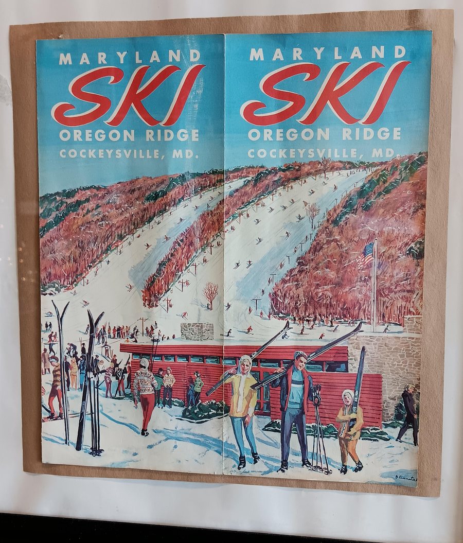 A 1960s poster reading Maryland Ski, Oregon Ridge, Cockeysville, Maryland